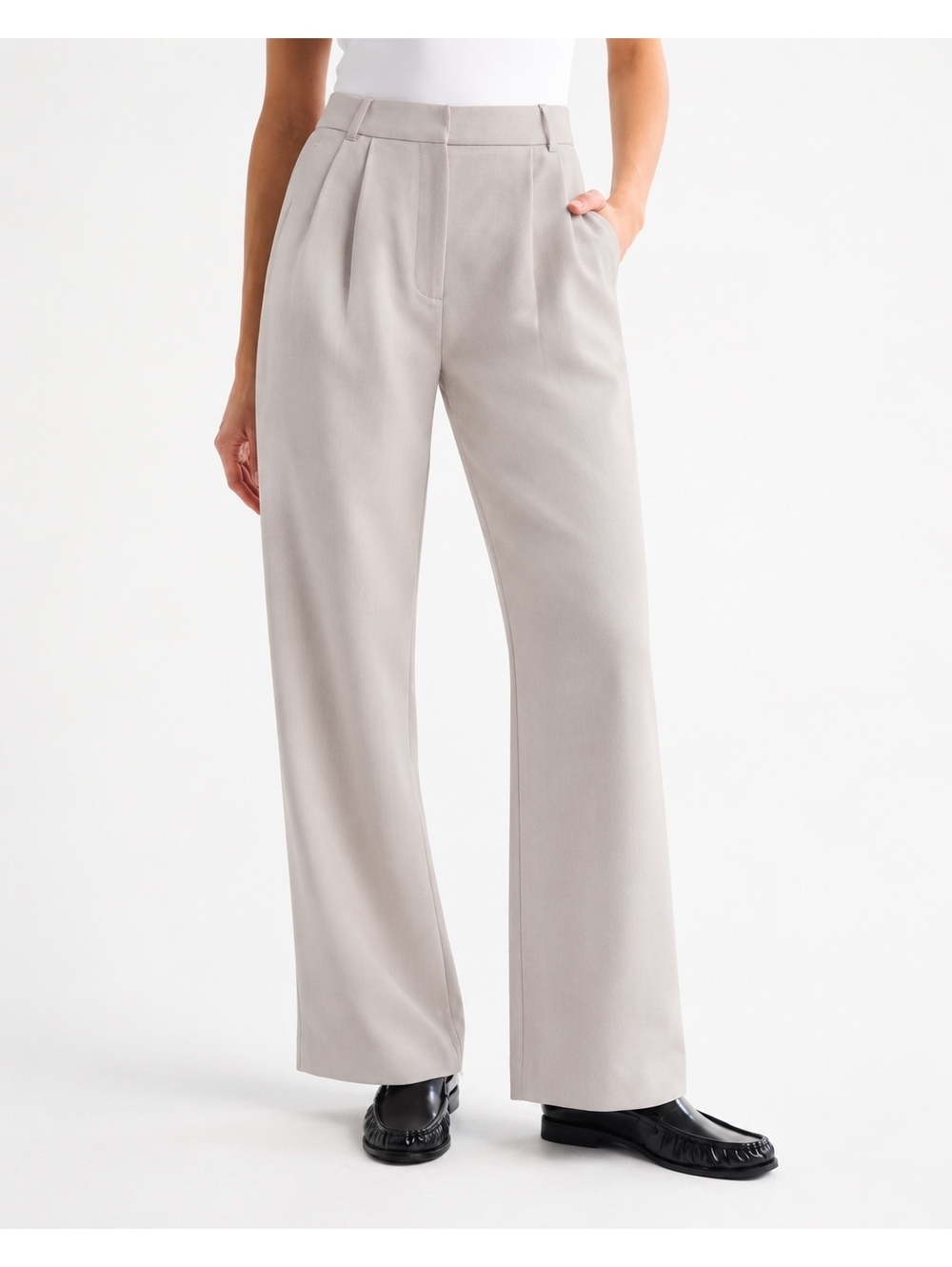 Abercrombie Sloane Tailored Wide Leg Pants Women’s 10R Taupe Pleated Trouser